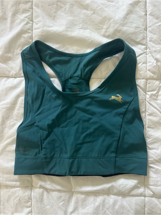 Tracksmith Other - Tracksmith Deep Teal Racerback Sports Bra with Gold Hare Emblem